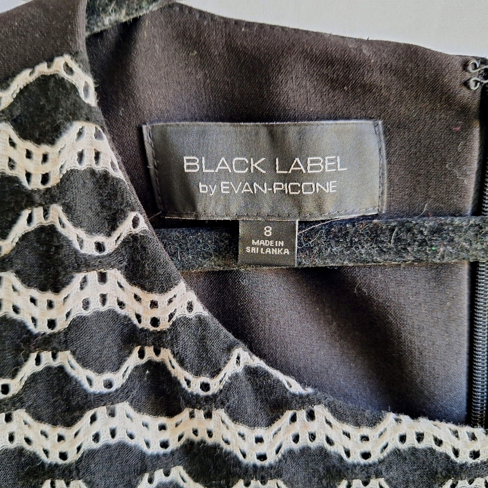 Evan Picone Black & White Sheath Dress with Lace Panel - Picture 2 of 2